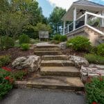 natural stone stairs and landscaping