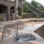 outdoor kitchen with pergola patio and grill